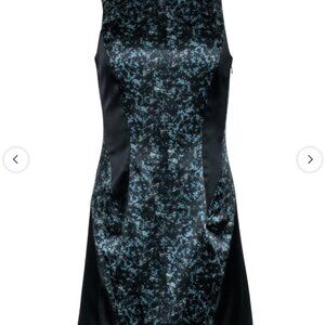 All Saints black + blue satin dress, size US 4